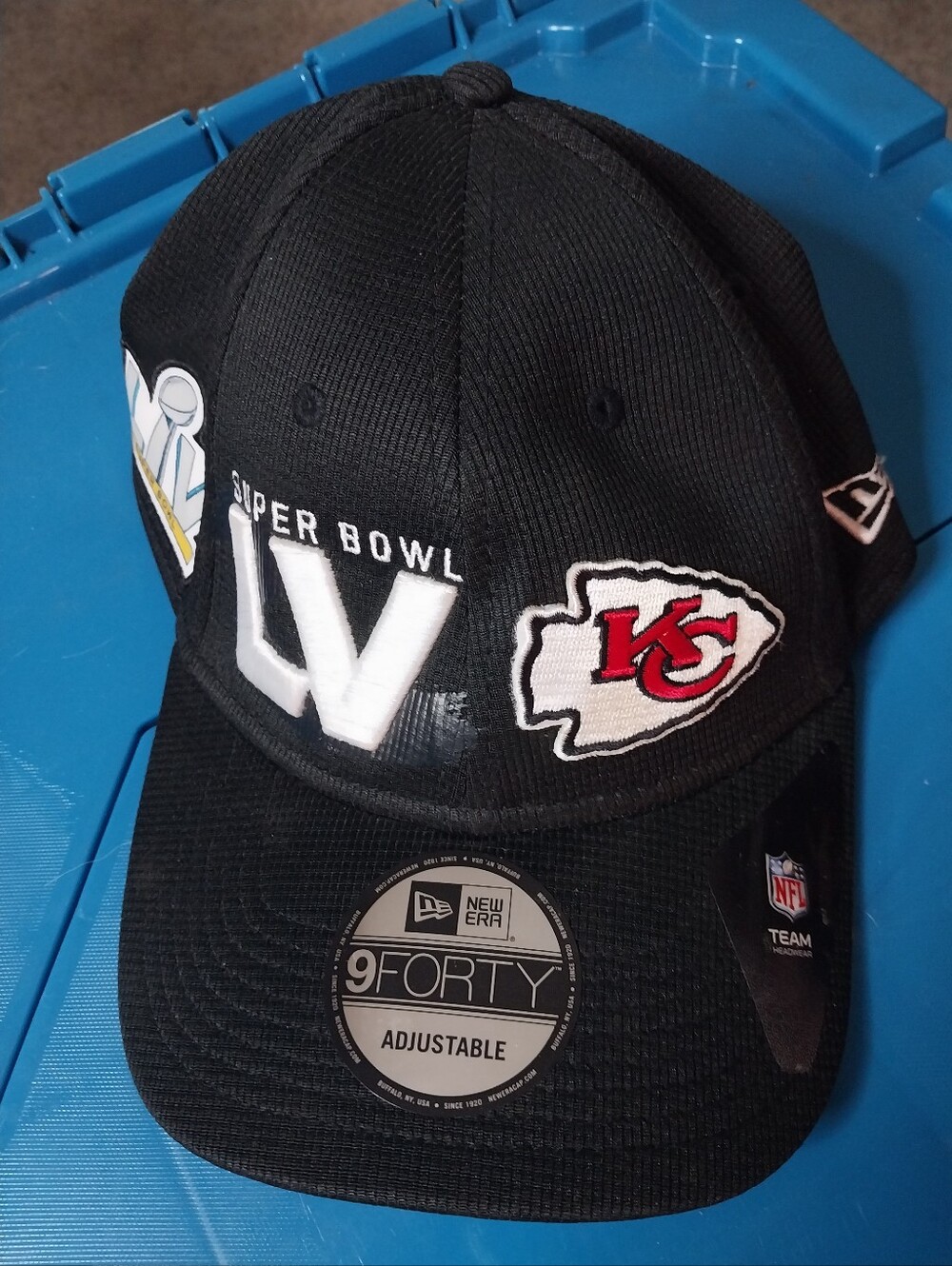 New Era Black Super Bowl LV 9FORTY Cap with Chiefs Patch Embroidered